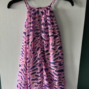 Everly Sundress Womens Small Pink Purple Key Hole Spaghetti Strap Lined Dress